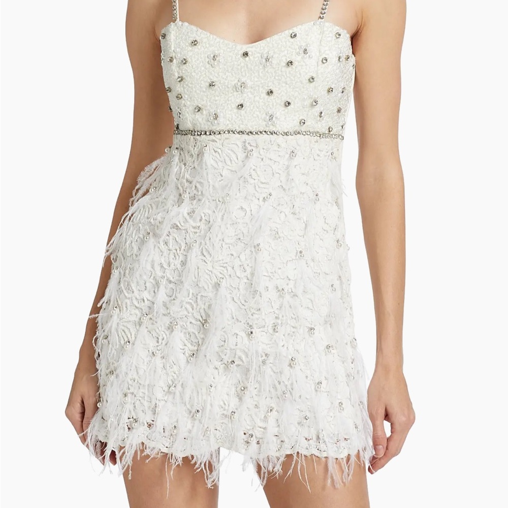 LoveShackFancy Ivory Embellished Feather Dress
